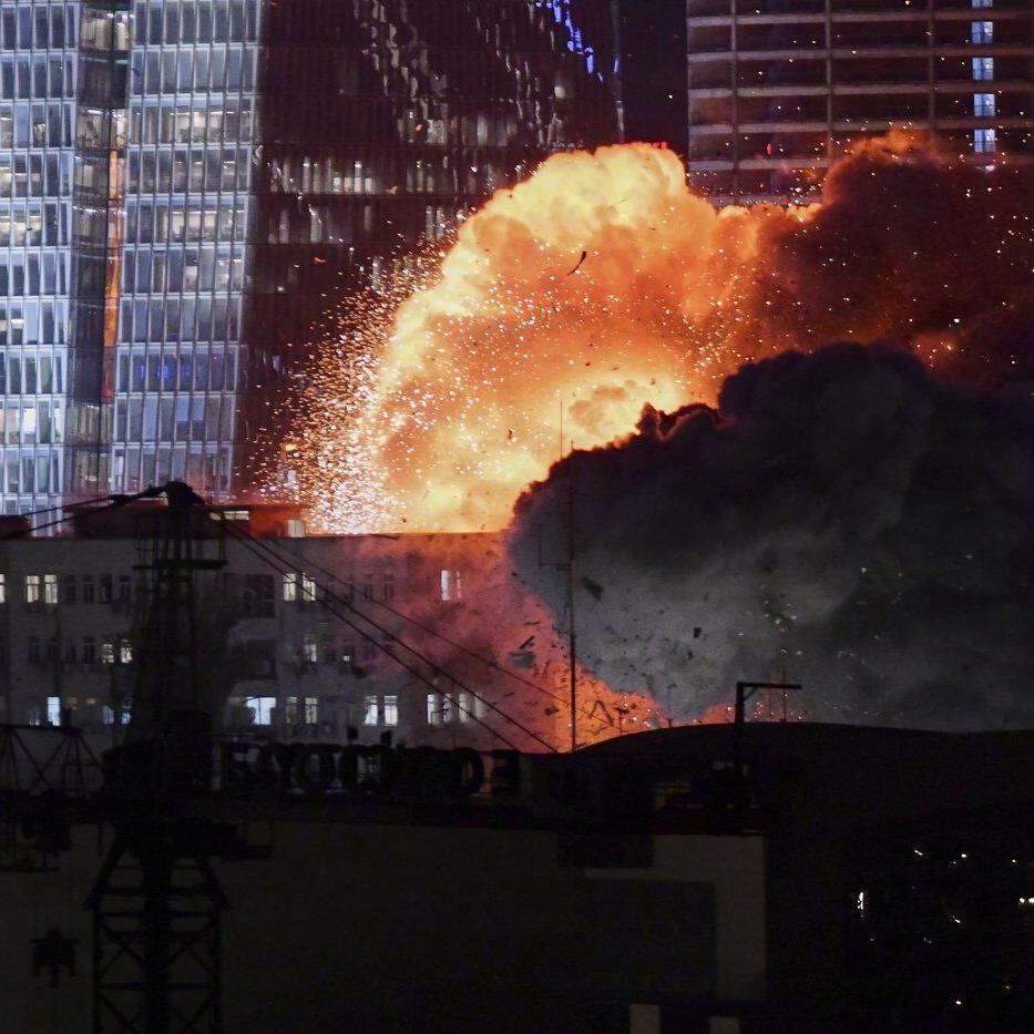 Photos of missiles over Israel in a retaliatory attack by Iran